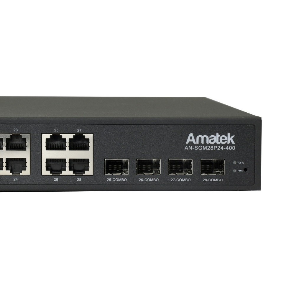 AN-SGM28P24-400 - 28-портовый управляемый L2+ гигабитный коммутатор с HiPoE до 400Вт