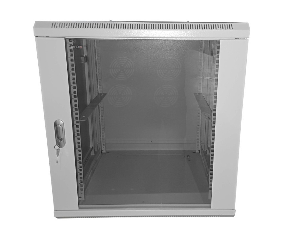 Шкаф настенный 12U серия WMA (Wall Maestro) (600х600х635), передняя дверь стекло, собранный, серый Netko А