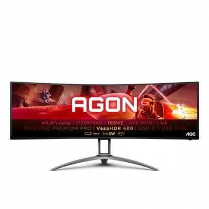 ЖК монитор AOC AG493UCX2/48.8" Cенсорный экран нет/VA/5120x1440 32:9/400/3000:1/1 мс/да/черный/21.5 кг AG493UCX2