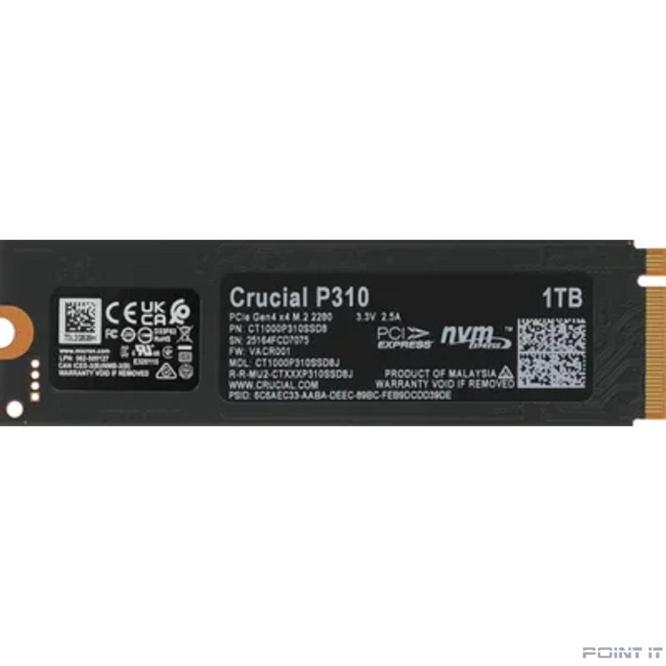 SSD Crucial P310 1TB PCIe Gen4 NVMe 2280 M.2 SSD CT1000P310SSD8 