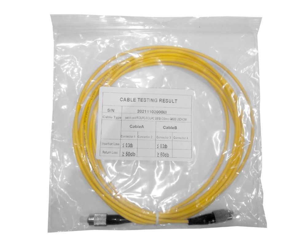 Патч-корд оптический соединительный FC-FC/UPC SM Simplex 3.0мм 9/125, LSZH 5 шт