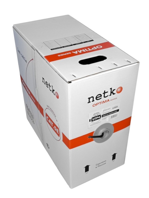 Кабель UTP4 cat.5е, одножильный, Cu, наружный, Проходит Fluke тест, черный, NETKO Optima Gold 50м