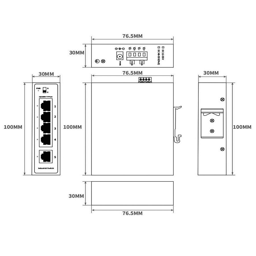 AN-SX5P4 - промышленный 5-портовый коммутатор с PoE до 120Вт