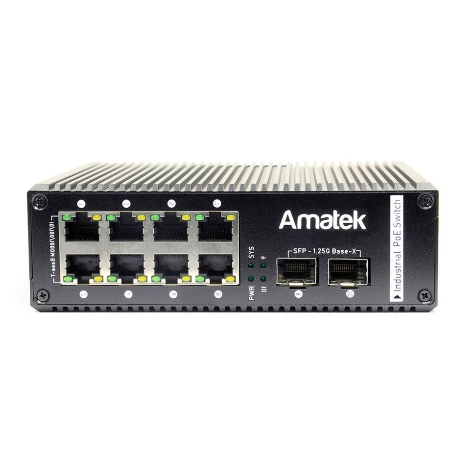 AN-SXGM10P8A - промышленный 10-портовый управляемый гигабитный L2+ коммутатор с PoE до 240Вт