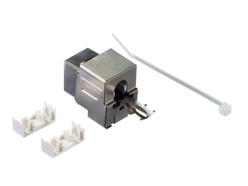 Модуль Keystone экранированный, RJ45, cat.6, 90°, 110/Krone тип, под инструмент, KE, металлик, NETKO Expert CKC