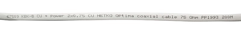 Кабель коаксиальный КВК-В, (CU, оплетка 80 нитей CCA) + кабель питания 2x0.75мм2 (CU, многожильный), белый (200м) NETKO Optima
