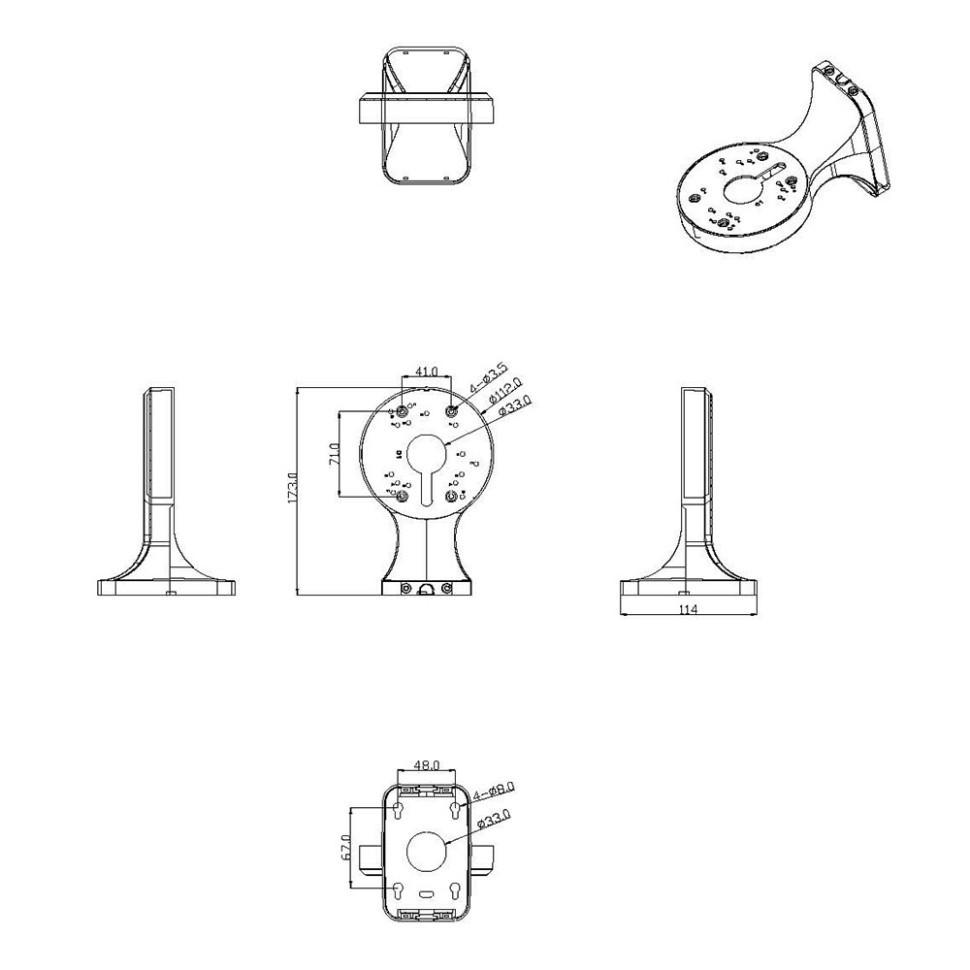 Кронштейн настенный для купольной видеокамеры Amatek AV-BWD 1F