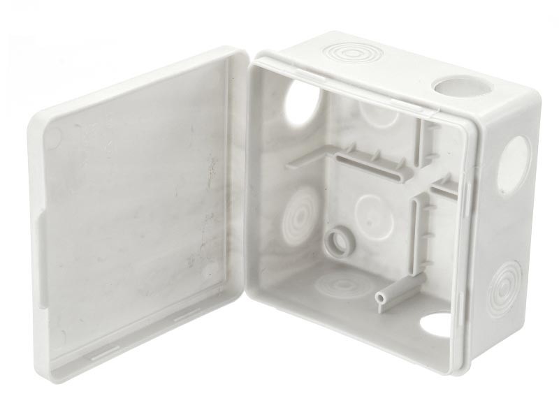 Коробка распаячная для открытой проводки 100*100*50мм (квадратная), 8 входов с гермовводами, IP54, серая 20 шт