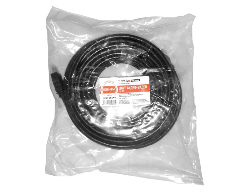 Шнур аудио-видео HDMI-HDMI 2.0 цвет: золото (15м) NETKO Optima