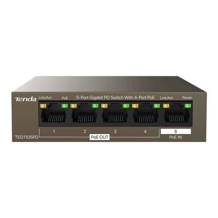 Коммутатор 5PORT 10/100/1000M 4POE TEG1105PD TENDA