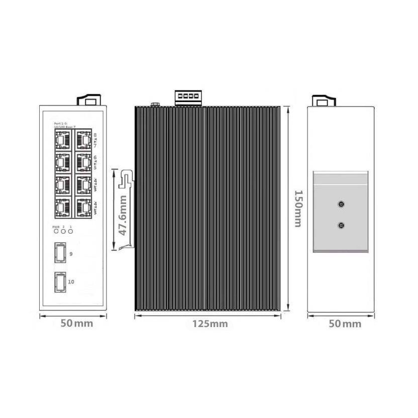 AN-SXG10P8B - промышленный 10-портовый гигабитный коммутатор с HiPoE до 480Вт