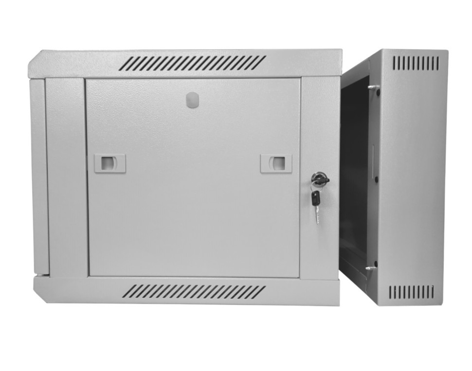 Шкаф настенный 6U серия DUO (600х550х370), 2-х секционный, откидной, передняя дверь металл, собранный, серый Netko