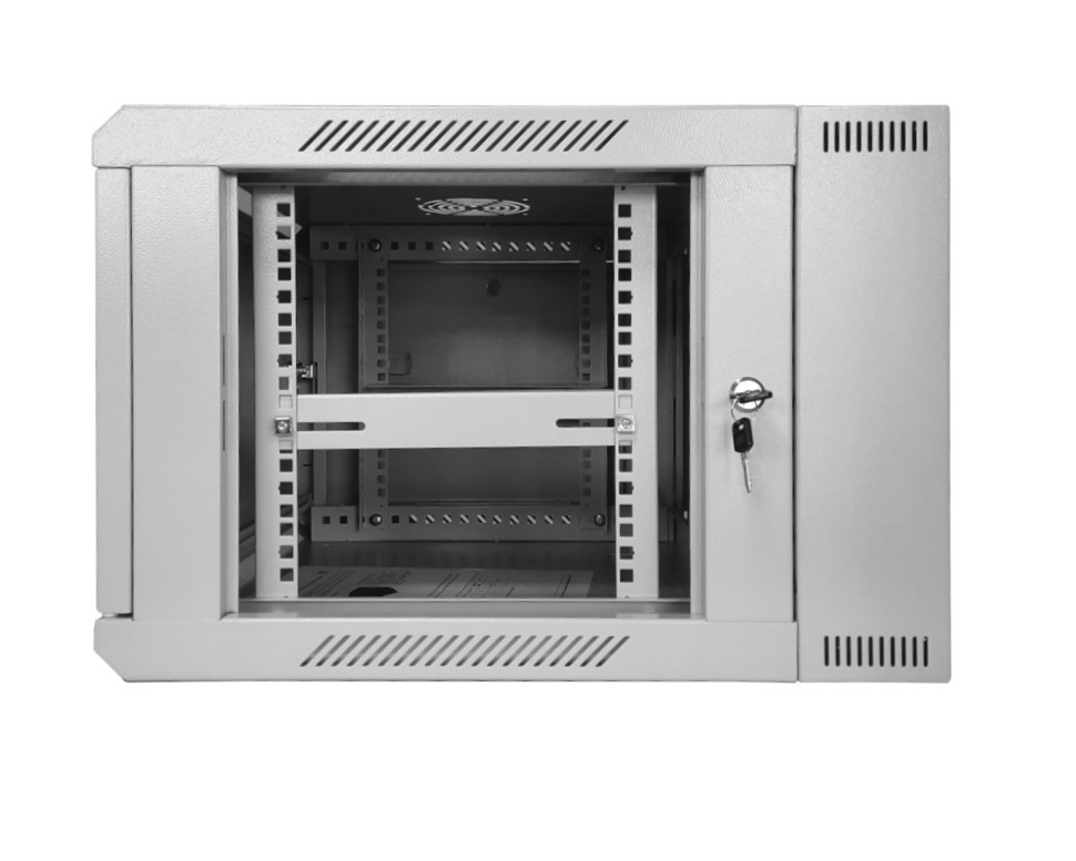 Шкаф настенный 6U серия DUO (600х550х370), 2-х секционный, откидной, передняя дверь металл, собранный, серый Netko