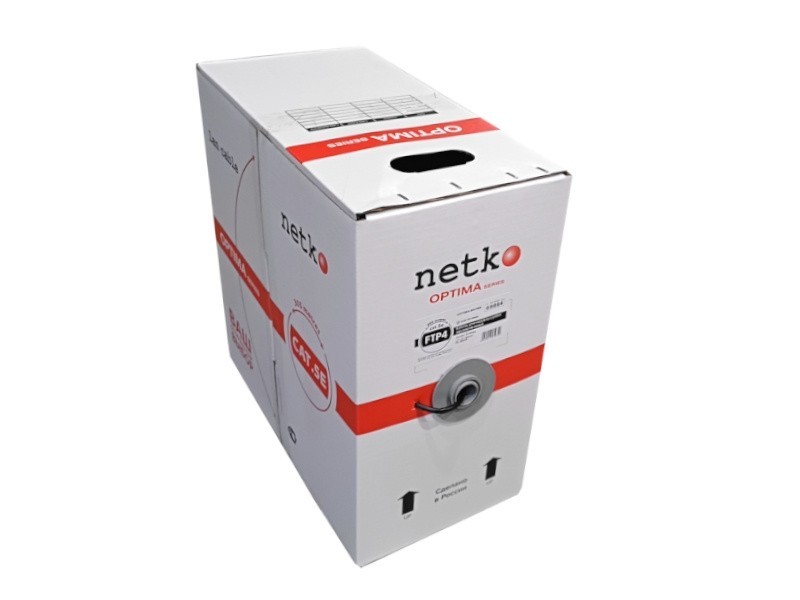 Кабель FTP4 cat.5е, одножильный, Cu, наружный, Проходит Fluke тест, черный, NETKO Optima Silver 305м