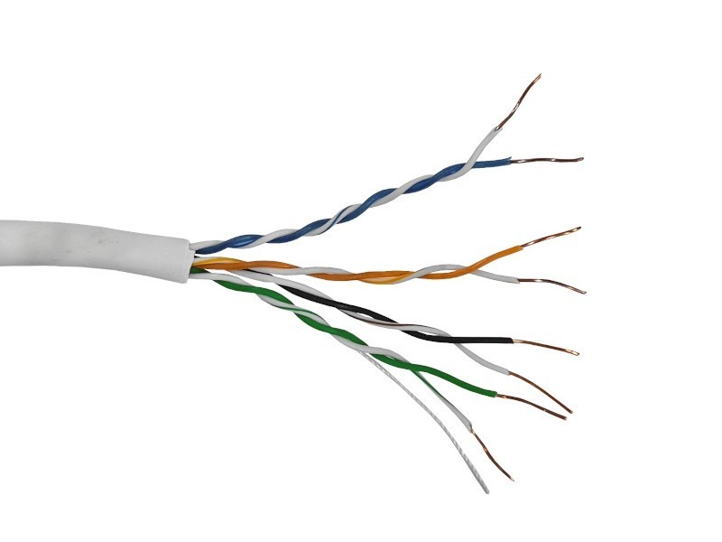 Кабель UTP4 cat.5е, одножильный, Cu, нг(А)-LSLTx, Проходит Fluke тест, светло-серый, NETKO Optima Gold 2м