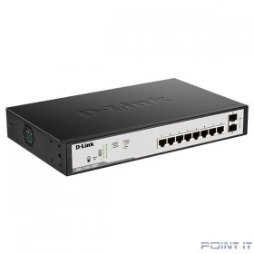 D-Link DGS-1100-10MPV2/A3A Настраиваемый L2 коммутатор с 8 портами 10/100/1000Base-T и 2 портами 1000Base-X SFP (8 портов PoE 802.3af/at, PoE-бюджет 130 Вт)