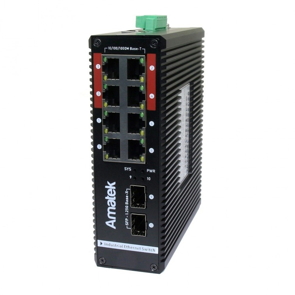 AN-SXGM10P8B - промышленный 10-портовый управляемый гигабитный L2+ коммутатор с HiPoE до 480Вт