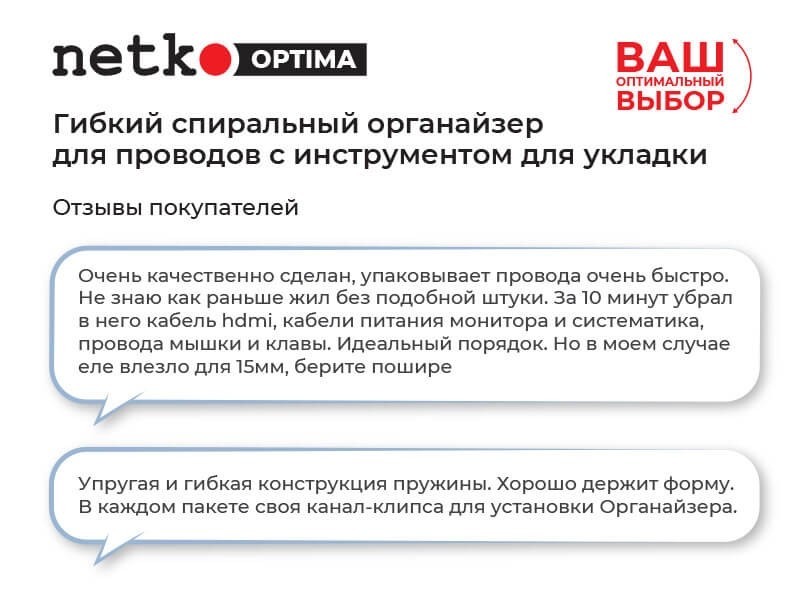 Органайзер  для проводов с инструментом для укладки, ID-15mm, 2м, пластик, серый NETKO Optima