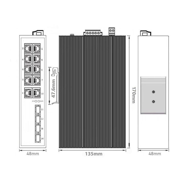 AN-SXGM14P8A - промышленный 14-портовый управляемый гигабитный L2+ коммутатор с PoE до 240Вт