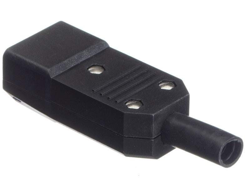Разъем питания, гнездо IEC С14, на кабель, черный