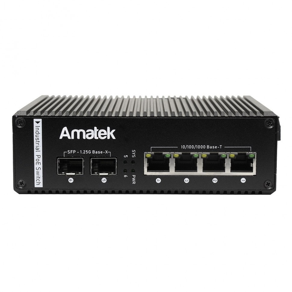 AN-SXGM6P4A - промышленный 6-портовый управляемый гигабитный L2+ коммутатор с PoE+ до 120Вт