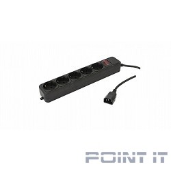 PC PET Сетевой фильтр AP01006-E-B 1.8м (5 розеток, входн.вилка IEC 320,выход.роз.EURO/RUS), черный {619892}