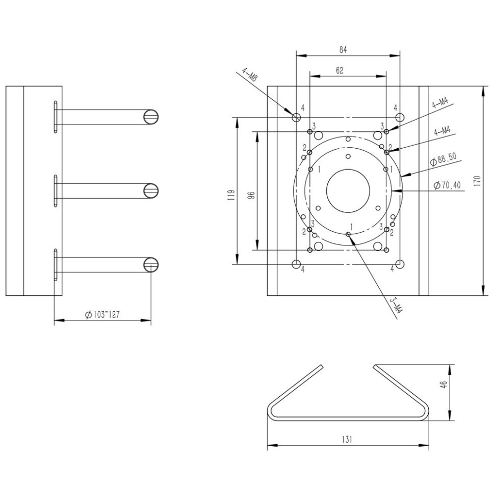 Кронштейн универсальный на столб Amatek AV-BPS2