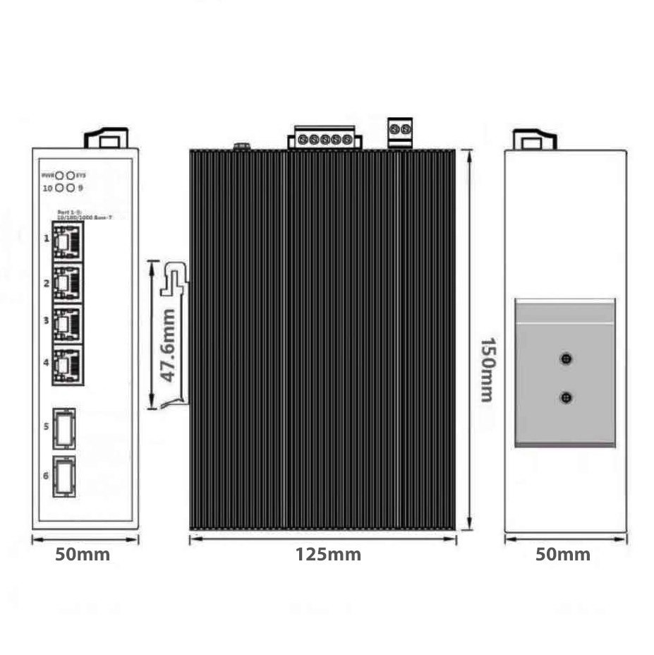AN-SXGM6P4A - промышленный 6-портовый управляемый гигабитный L2+ коммутатор с PoE+ до 120Вт