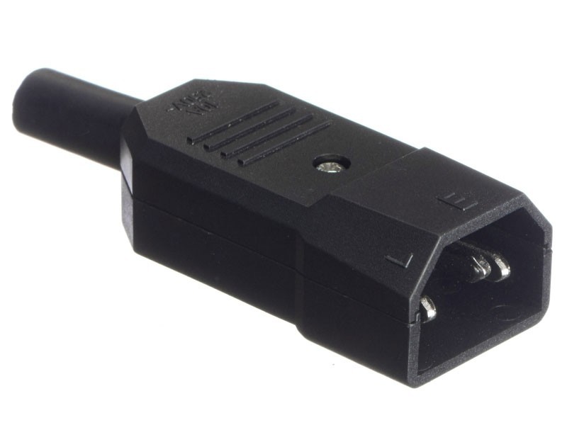 Разъем питания, гнездо IEC С14, на кабель, черный 10шт