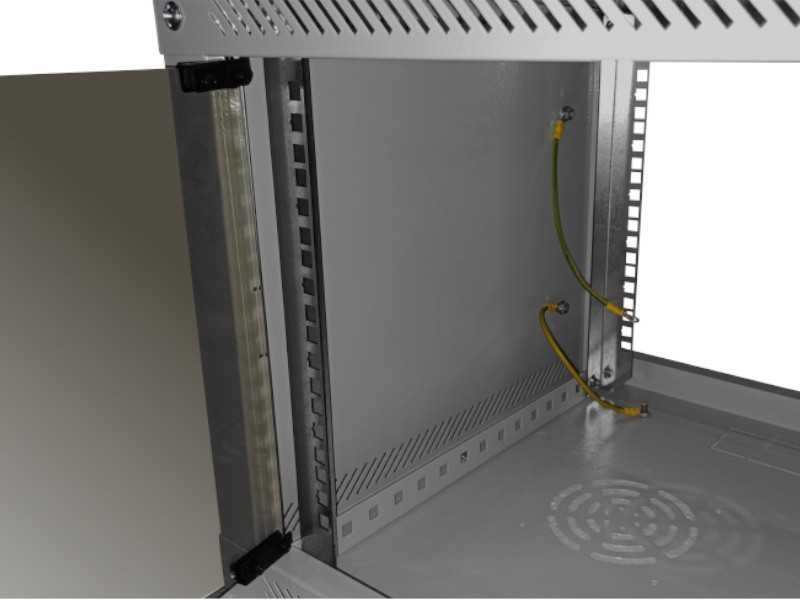Шкаф настенный 6U серия NOP3 (600х451х367), передняя дверь стекло, разборный, серый Netko