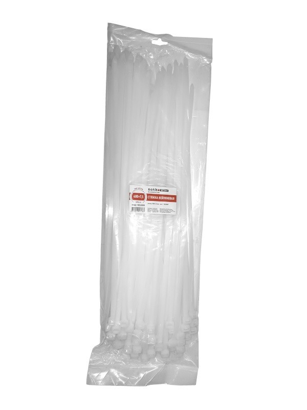 Стяжка нейлоновая 400*7,5 / 100 шт (белая), NETKO Optima SZ