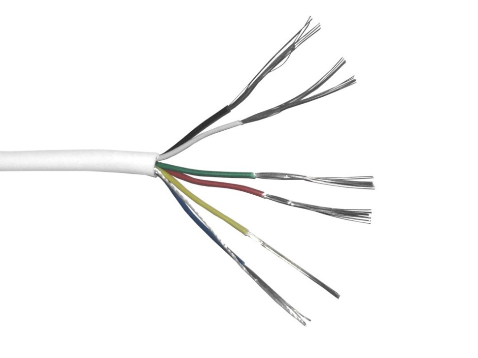 Кабель сигнальный, неэкранированный 6*0.22мм2 (7*0.2мм) 100м, луженый омедненный алюминий, пластиковая катушка, белый NETKO Optima