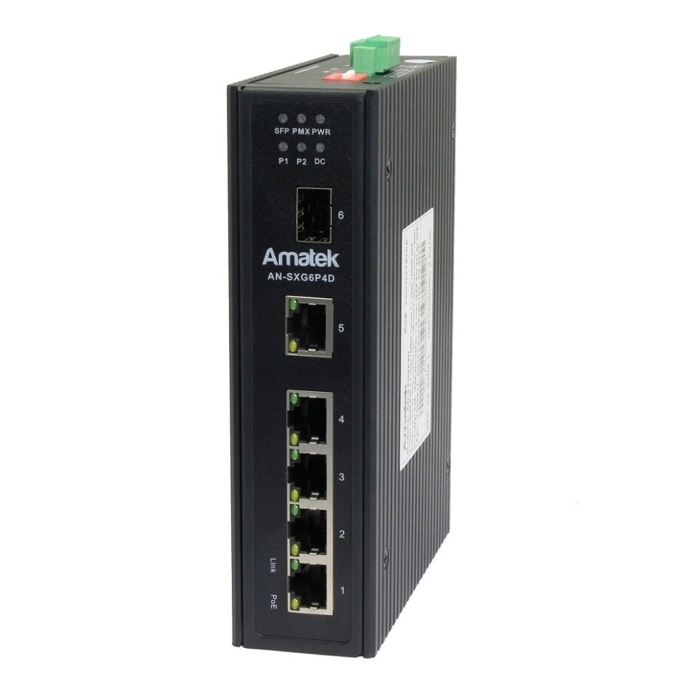 AN-SXG6P4D - промышленный 6-портовый гигабитный коммутатор с HiPoE до 180Вт