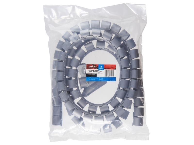 Органайзер  для проводов с инструментом для укладки, ID-25mm,  2м, пластик, серый NETKO Optima