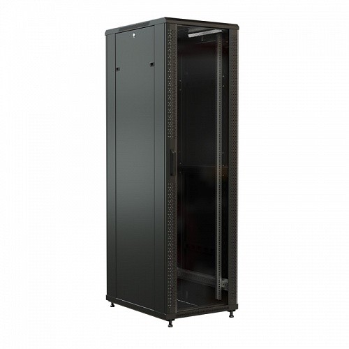 Шкаф напольный 19-дюймовый, 42U, 2055x600х1200 мм (ВхШхГ), передняя стеклянная дверь со стальными перфорированными боковинами, задняя дверь сплошная,