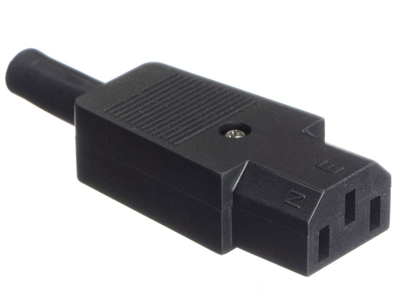 Разъем питания, штекер IEC С13, на кабель, черный 10шт