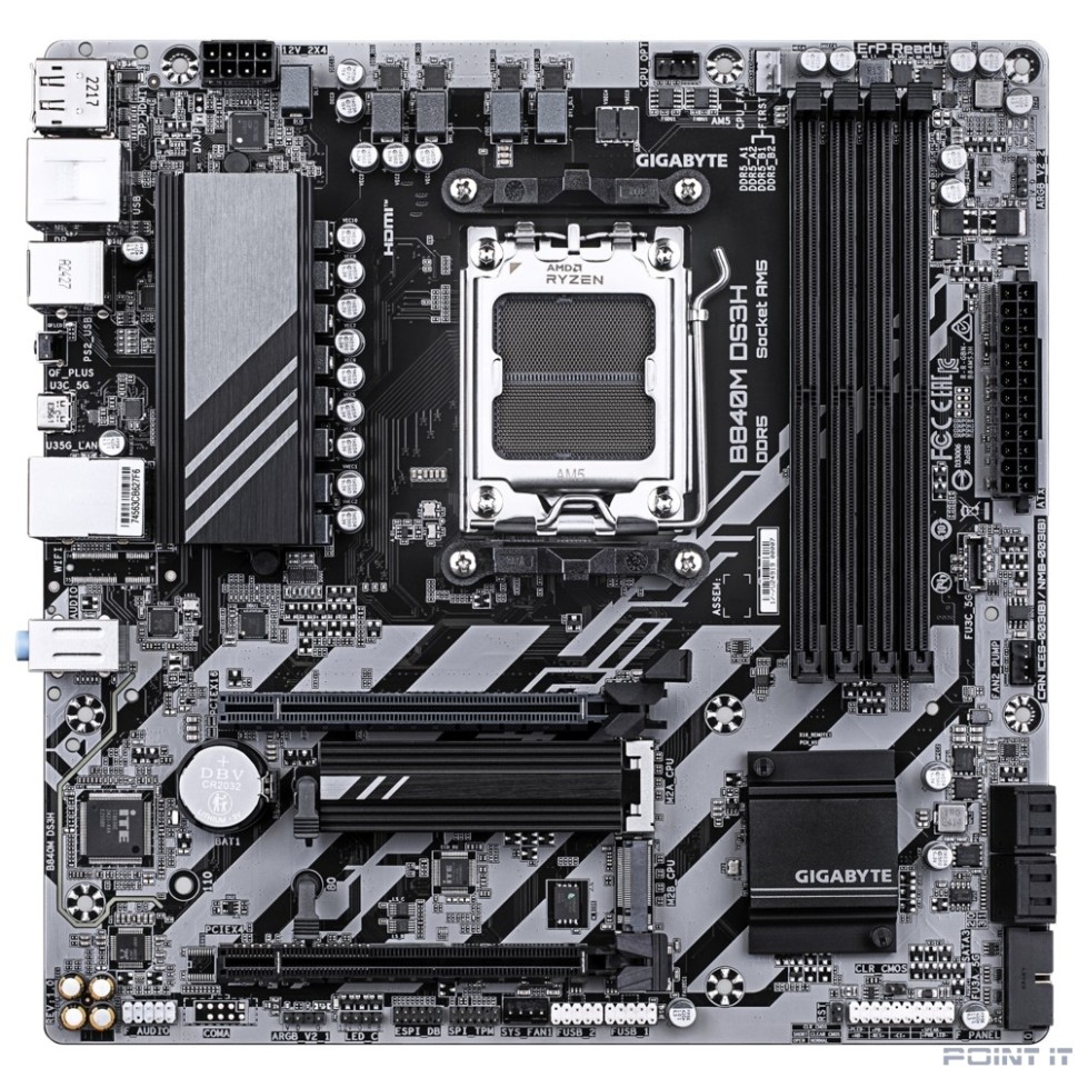 Gigabyte B840M DS3H {Socket AM5, AMD B840, 4xDDR5-5200, HDMI+DP+DP, 2xPCI-Ex16, 4xSATA3(RAID 0/1/10), 2xM.2, 8 Ch Audio, 1x2,5GLan, (4+4)xUSB2.0, (2+2)xUSB3.2, (1+1)xUSB Type-C™, 1xPS/2, mATX} RTL 
