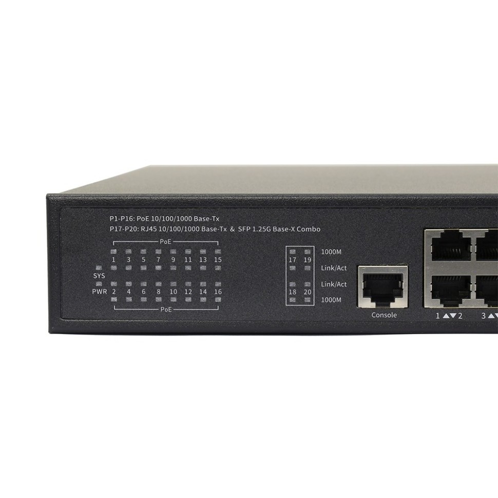 AN-SGM20P16A - 20-портовый гигабитный управляемый L2+ коммутатор с PoE до 300Вт