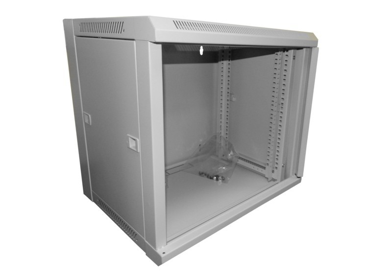 Шкаф настенный 6U серия WM (570х450х370), передняя дверь стекло, разборный, серый Netko