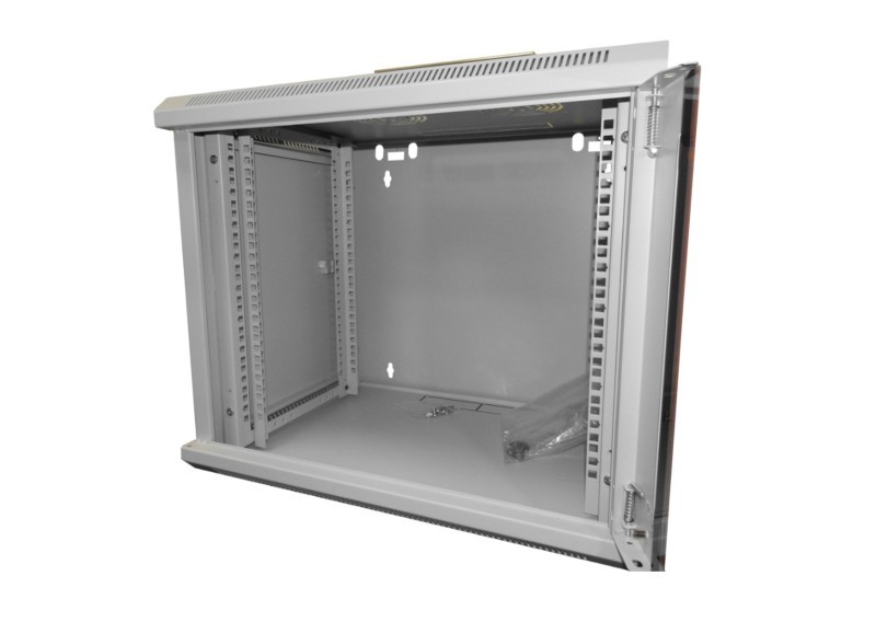 Шкаф настенный 6U серия WM (570х450х370), передняя дверь стекло, разборный, серый Netko