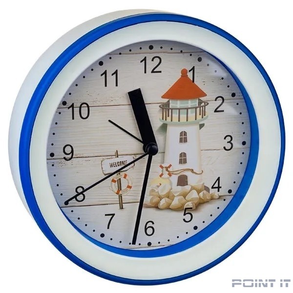 Perfeo Quartz часы-будильник "PF-TC-009", круглые диам. 15,3 см, подвес на стену, маяк