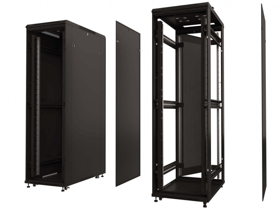 Шкаф напольный 37U серия Expert (800х800х1830), напольный, БЕЗ ПЕРЕДНЕЙ ДВЕРИ, черный, разобранный Netko (упакован в 4 коробки)