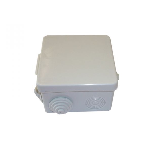 Коробка распаячная для открытой проводки 80*80*50мм (квадратная), 7 входов с гермовводами, IP54, серая 10 шт