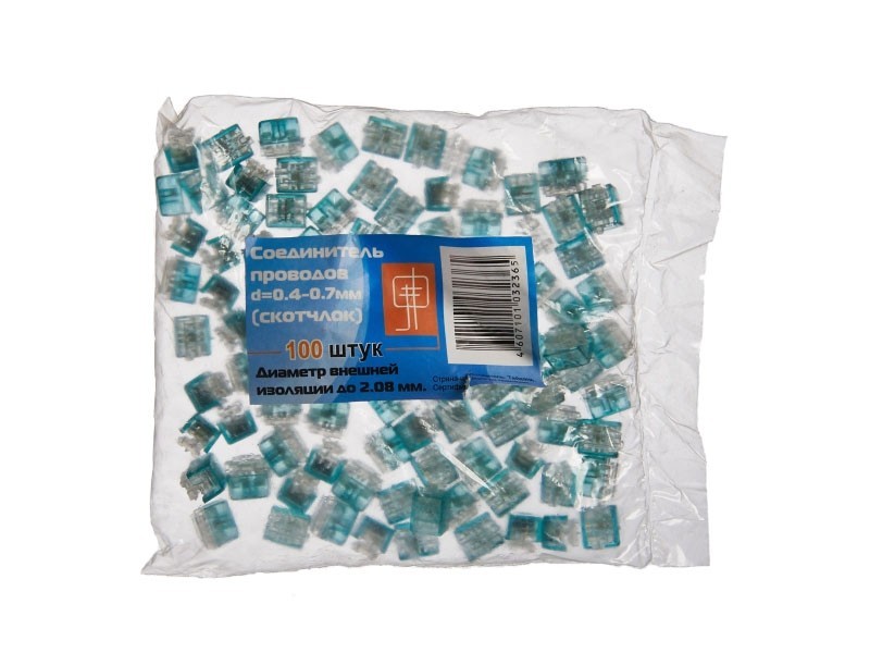 Соединитель кабельный тип Скотчлок-4 (врезной) для жил 0,4-0,9 мм, внешний диаметр до 1,67 мм (100 штук/упаковка), Netko 10 упаковок