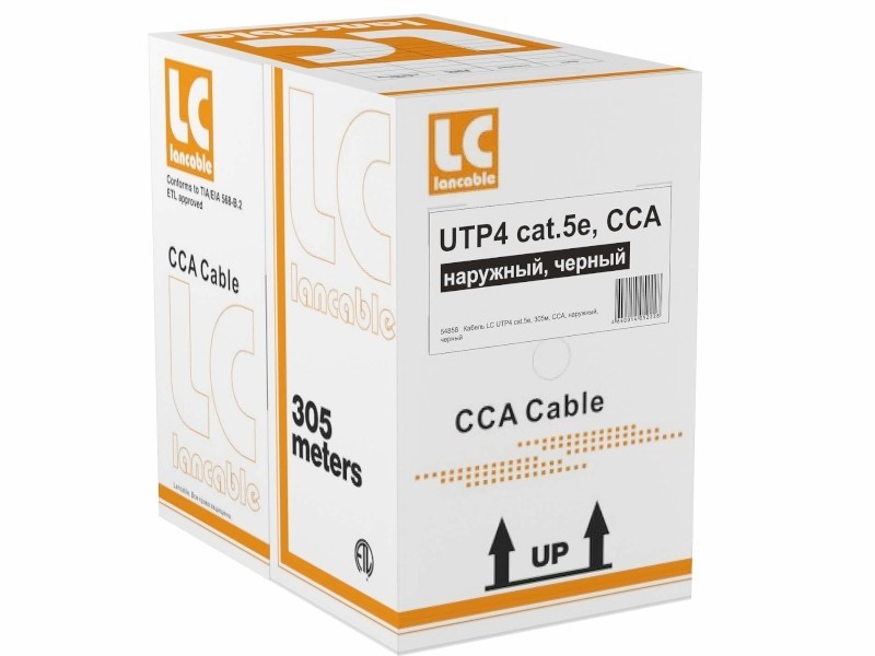 Кабель LC UTP4 cat.5e, одножильный, CCA, для наружных работ 10м