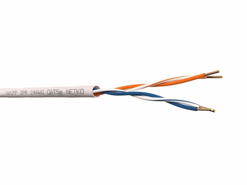 Кабель U/UTP2 cat.5е, 2 пары 24 AWG BC, одножильный, неэкранированный, серый, NETKO Expert 20м