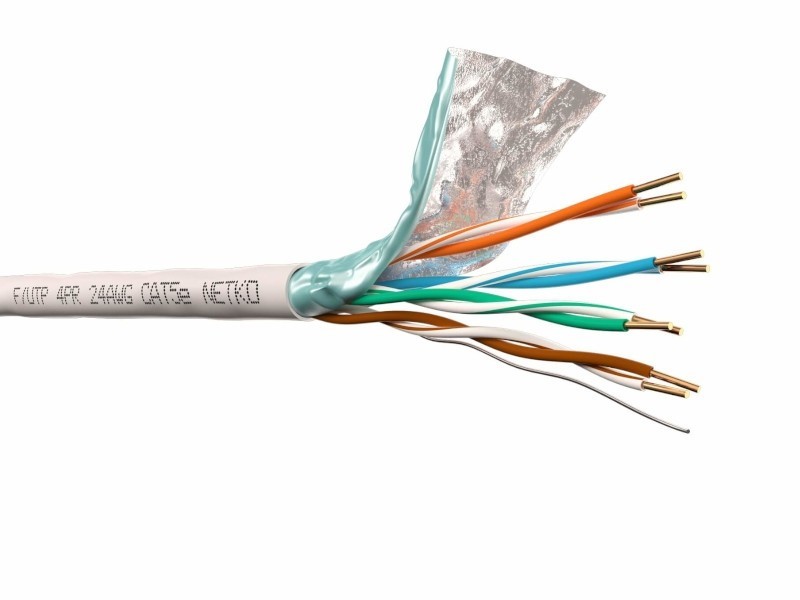 Кабель F/UTP4 (FTP4 ) cat.5e, 4 пары 24 AWG BC, одножильный, экранированный, серый, FLUKE TEST, NETKO Expert СКС 50м