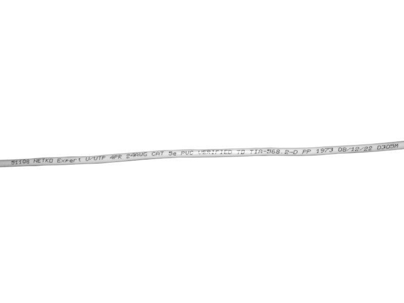 Кабель U/UTP4 cat.5e, 4 пары, 24 AWG, BC, одножильный, серый, FLUKE TEST, NETKO Expert СКС 40м
