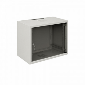  					Шкаф настенный 19-дюймовый (19), серия SJ2, 6U, 337x600х600, со стеклянной дверью, цвет серый (RAL 7035)				 