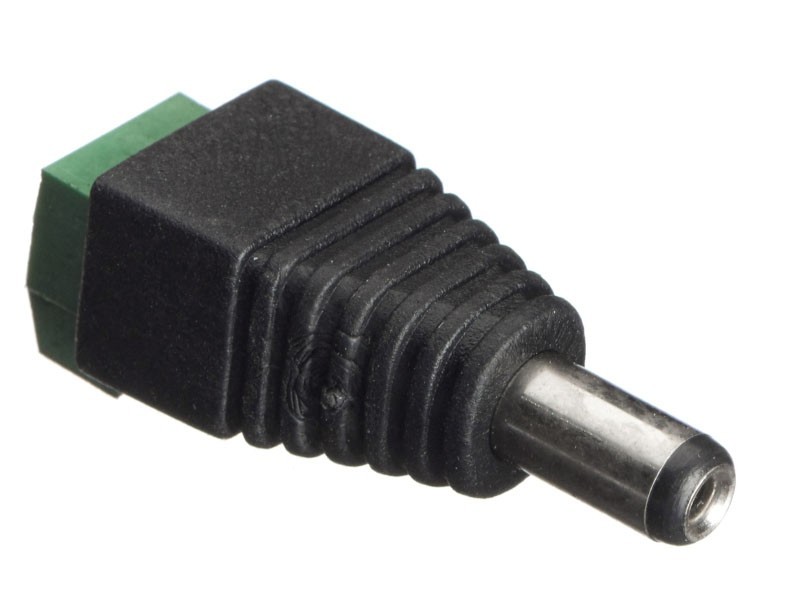 Штекер питания DC 5,5/2,1, длина 11мм, с резьбовым креплением, черный, NETKO Optima 20шт